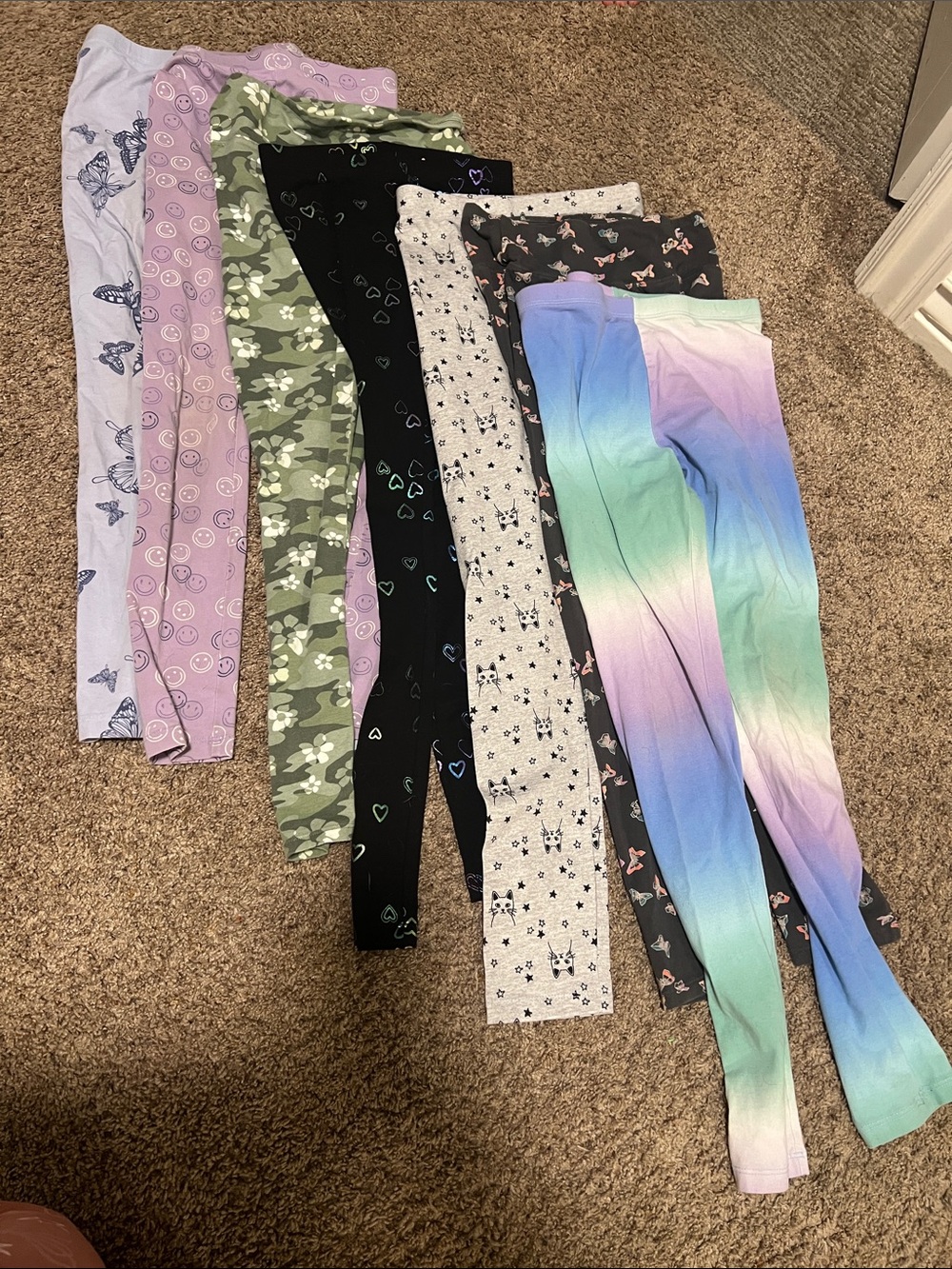 Girls Mixed Pattern Leggings Bundle - Pastel Ombre + Prints